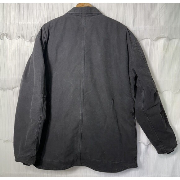 Carhartt C61 BLK Barn Coat Jacket Sherpa Lined Duck Canvas Sz Large Distressed - Picture 2 of 13